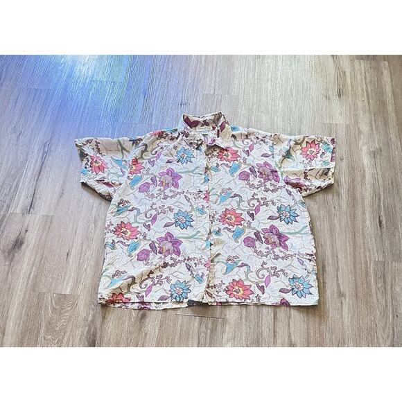 Vintage OSCAR DE LA RENTA Expression Women’s Floral Blouse 100% silk Size 2X - Picture 3 of 9